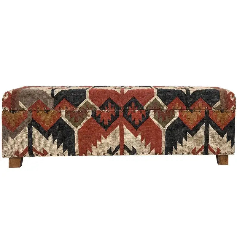 Handmade Kilim Upholstered Storage Bench