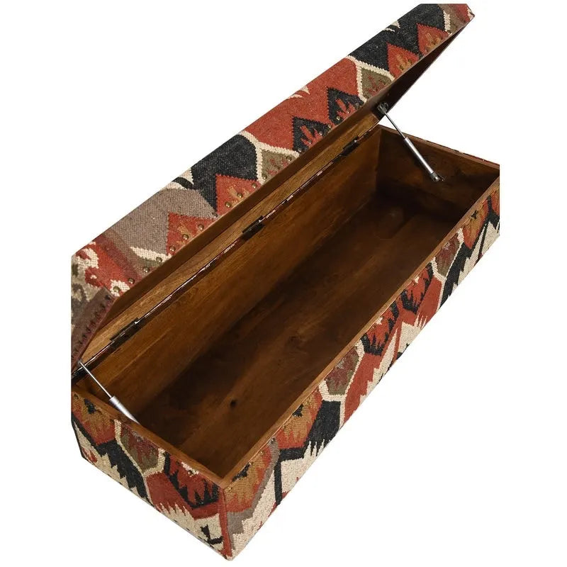Handmade Kilim Upholstered Storage Bench