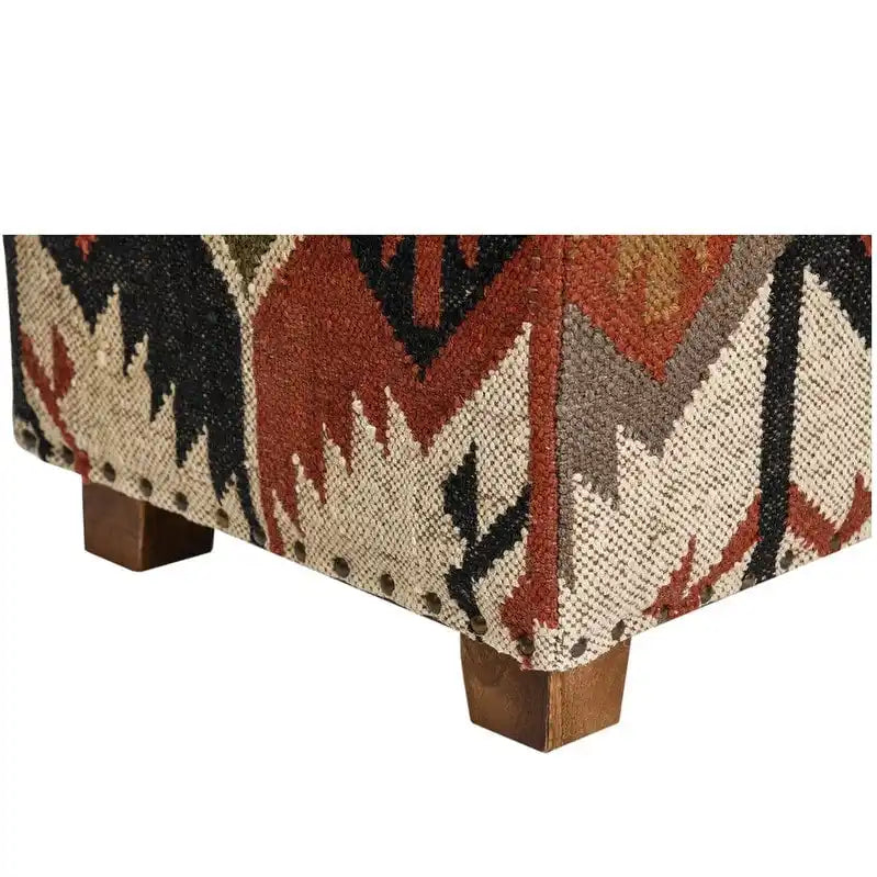 Handmade Kilim Upholstered Storage Bench