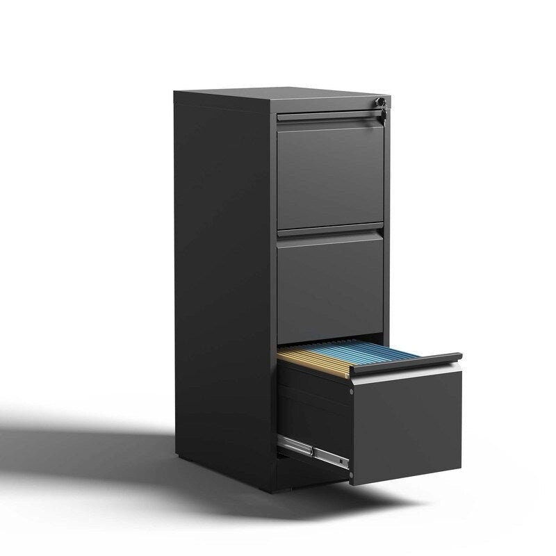 3-Drawer Metal Vertical Filing Cabinet with Lock – A4 / Legal / Letter Size