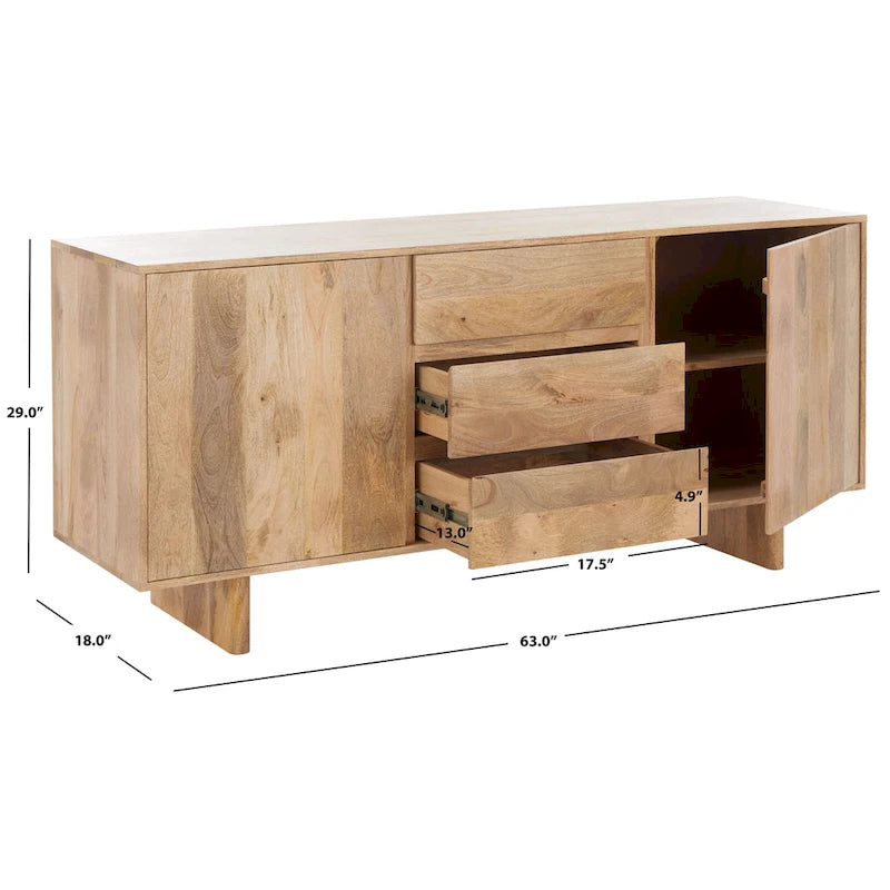 Natural Wood Sideboard - 63 W x 18 D x 29 H