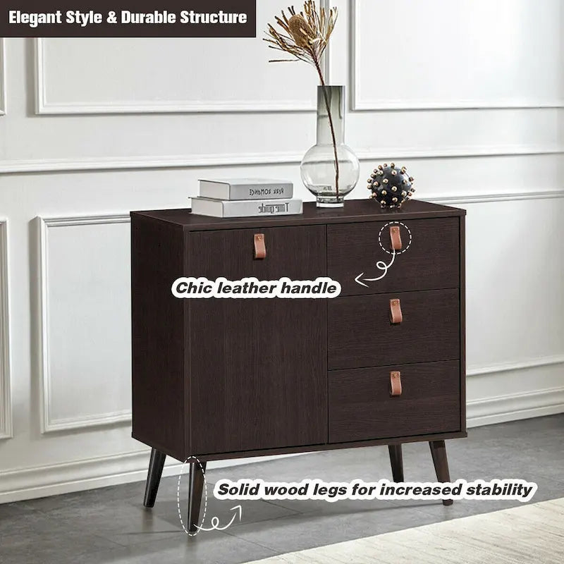 3-Drawer Sideboard Storage Cabinet - Brown