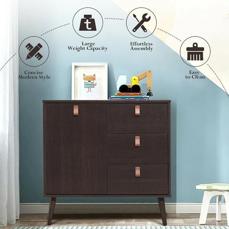3-Drawer Sideboard Storage Cabinet - Brown