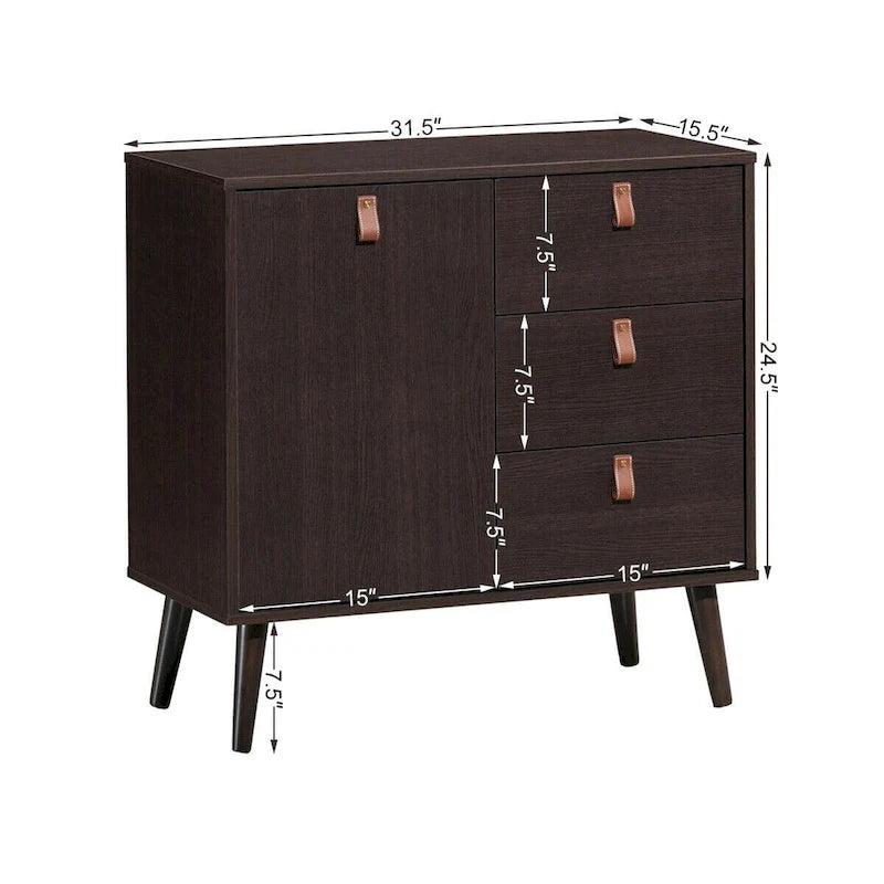 3-Drawer Sideboard Storage Cabinet - Brown