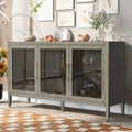 Armoire de rangement avec 3 portes en verre trempé et étagères réglables