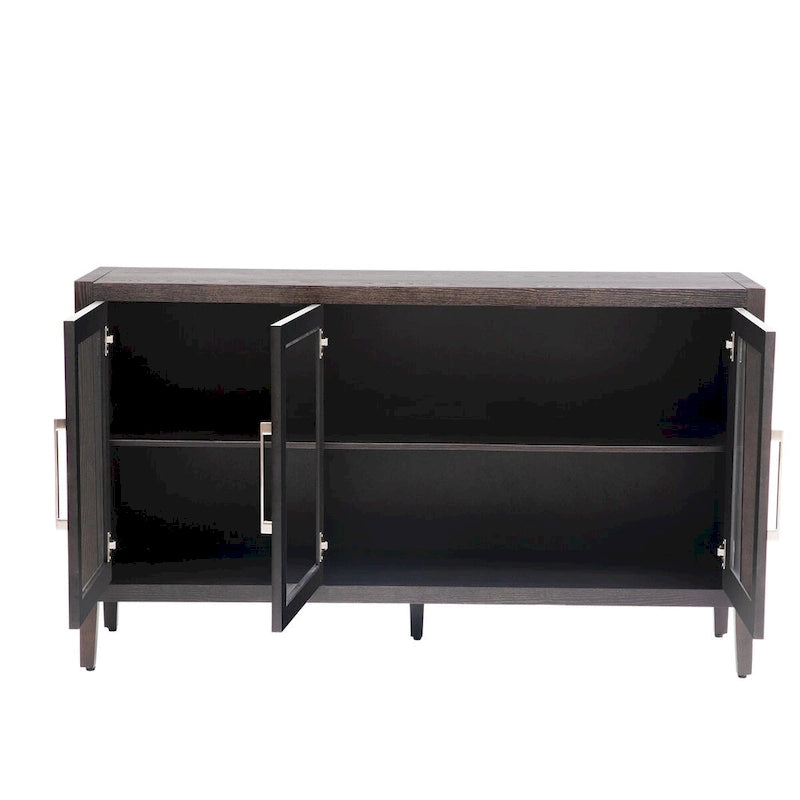 Armoire de rangement avec 3 portes en verre trempé et étagères réglables