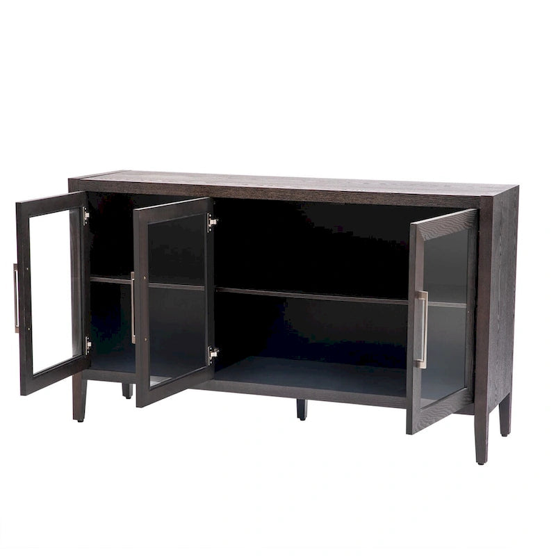 Armoire de rangement avec 3 portes en verre trempé et étagères réglables