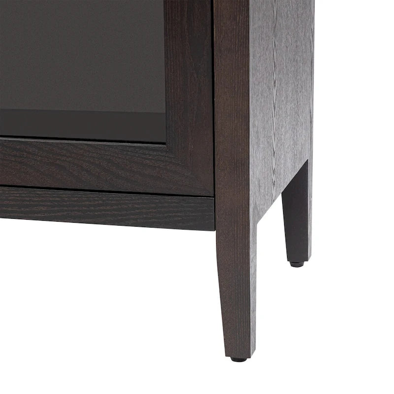 Armoire de rangement avec 3 portes en verre trempé et étagères réglables