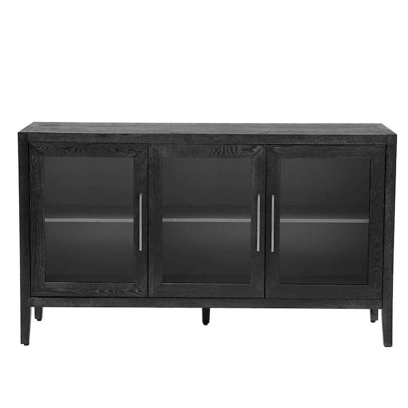 Armoire de rangement avec 3 portes en verre trempé et étagères réglables