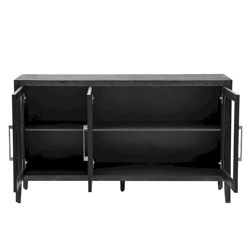 Armoire de rangement avec 3 portes en verre trempé et étagères réglables