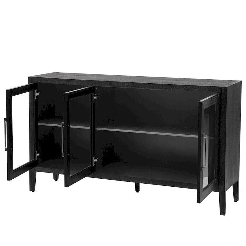 Armoire de rangement avec 3 portes en verre trempé et étagères réglables