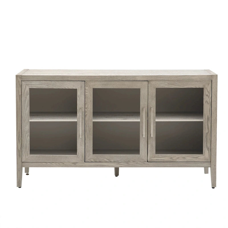 Armoire de rangement avec 3 portes en verre trempé et étagères réglables