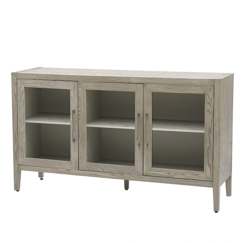 Armoire de rangement avec 3 portes en verre trempé et étagères réglables