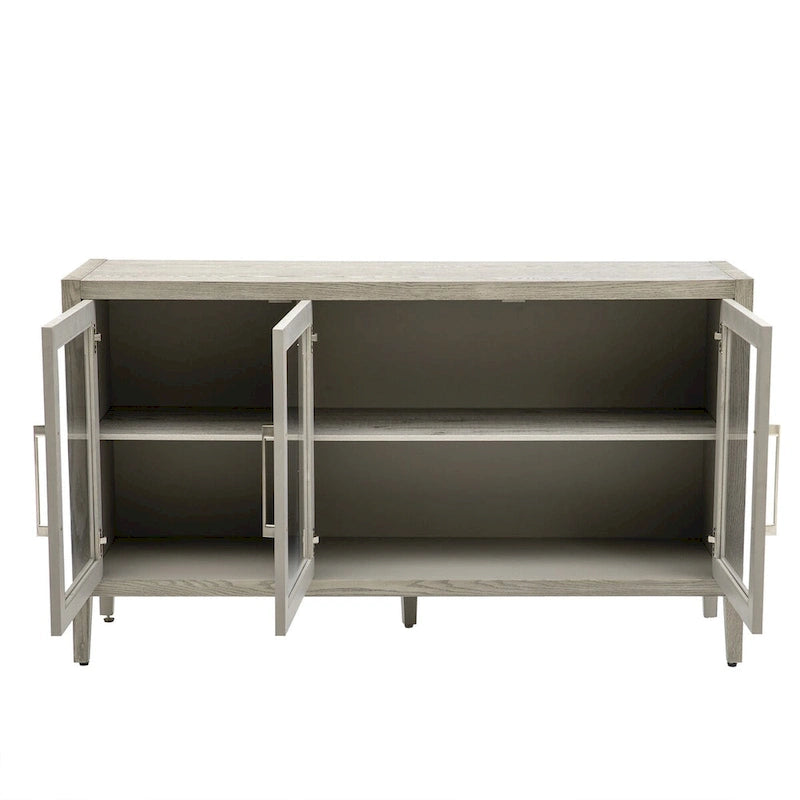 Armoire de rangement avec 3 portes en verre trempé et étagères réglables