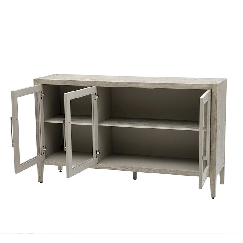 Armoire de rangement avec 3 portes en verre trempé et étagères réglables