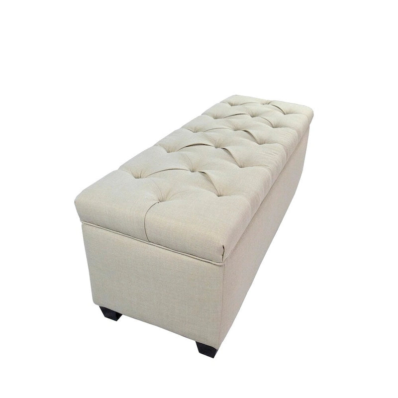 Diamond Tufted Linen & Shoe Storage Bench - HTM100