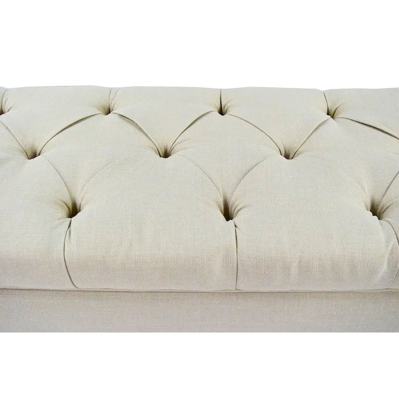 Diamond Tufted Linen & Shoe Storage Bench - HTM100
