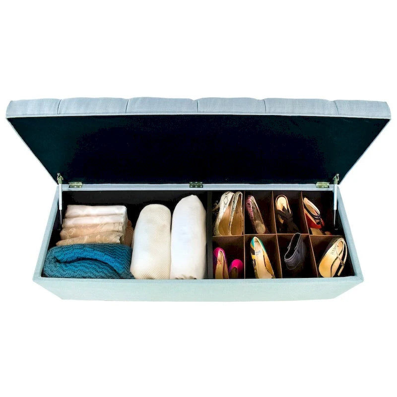Diamond Tufted Linen & Shoe Storage Bench - HTM100