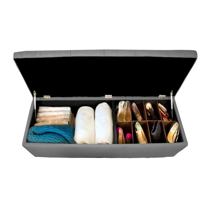 Diamond Tufted Linen & Shoe Storage Bench - HTM100