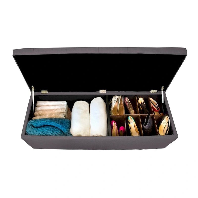 Diamond Tufted Linen & Shoe Storage Bench - HTM100