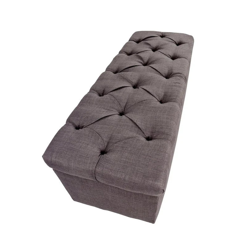 Diamond Tufted Linen & Shoe Storage Bench - HTM100