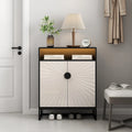 5-Tier Shoe Storage Cabinet with Doors and Open Shelves