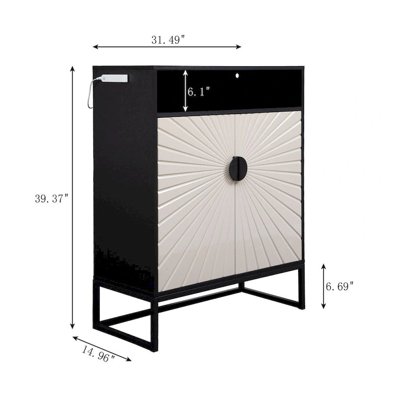 5-Tier Shoe Storage Cabinet with Doors and Open Shelves