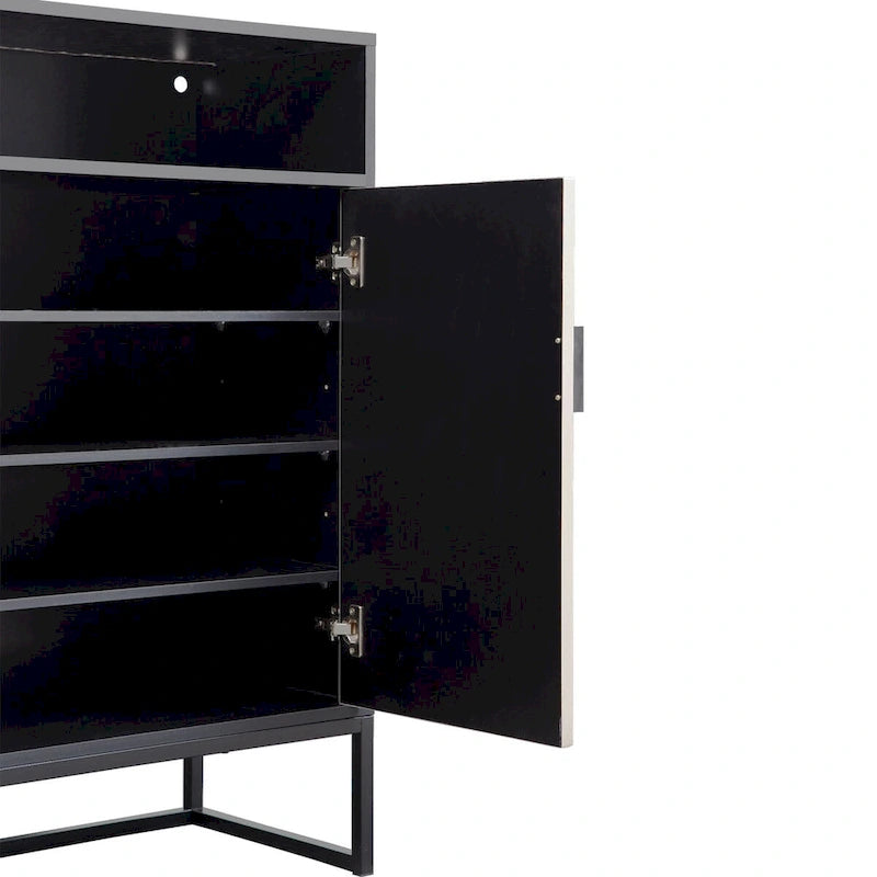 5-Tier Shoe Storage Cabinet with Doors and Open Shelves