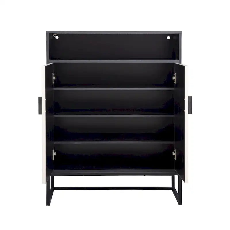 5-Tier Shoe Storage Cabinet with Doors and Open Shelves