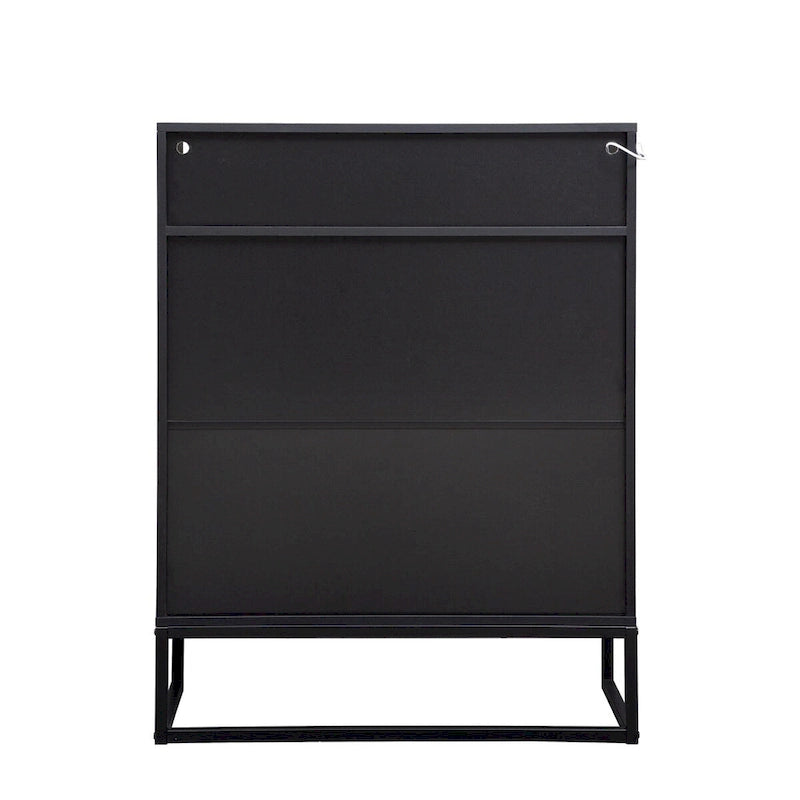 5-Tier Shoe Storage Cabinet with Doors and Open Shelves