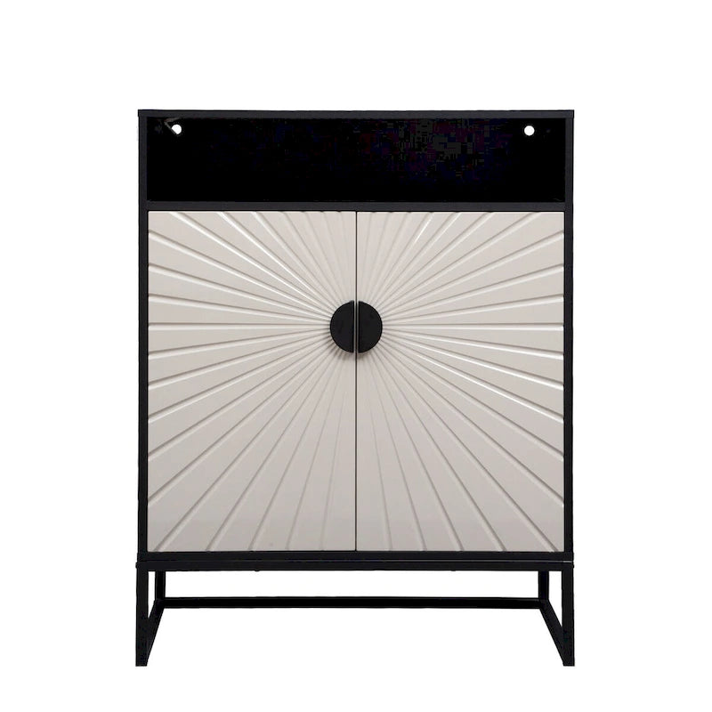 5-Tier Shoe Storage Cabinet with Doors and Open Shelves