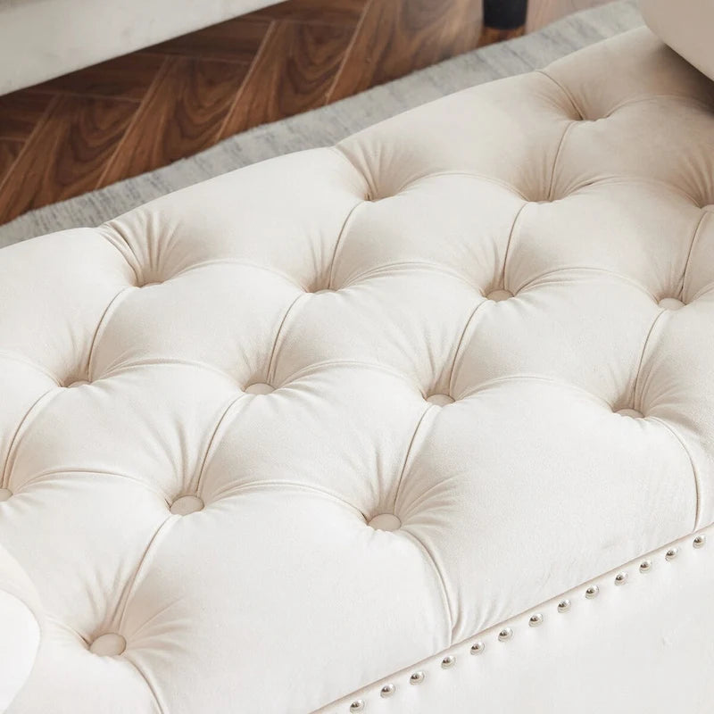 Upholstered Storage Bench with Armrests