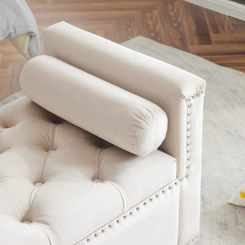 Upholstered Storage Bench with Armrests