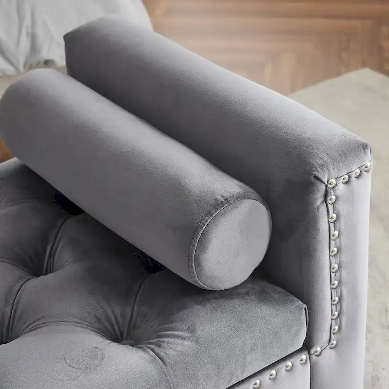 Upholstered Storage Bench with Armrests