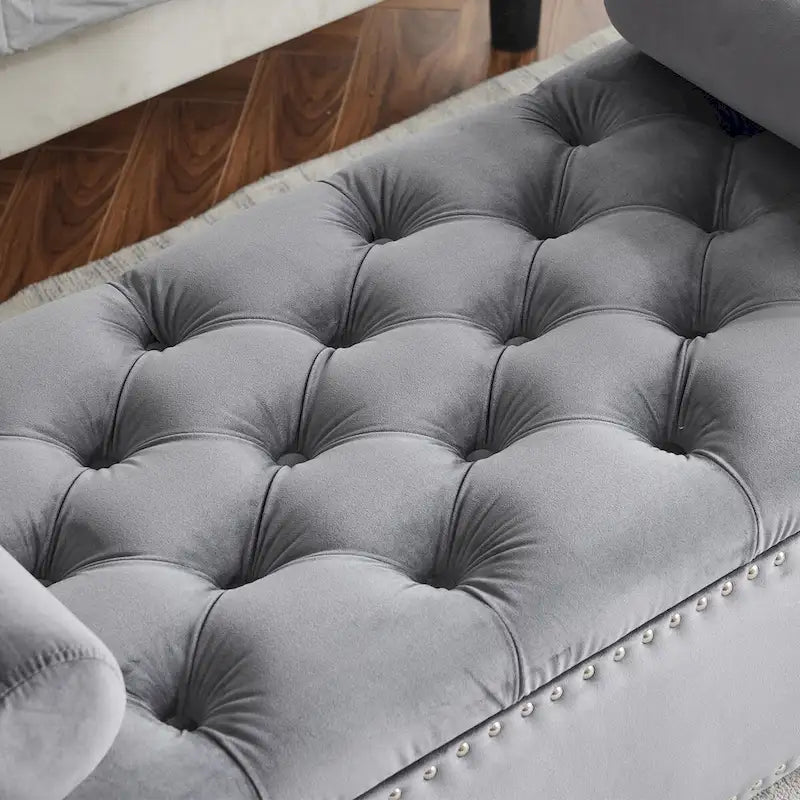 Upholstered Storage Bench with Armrests