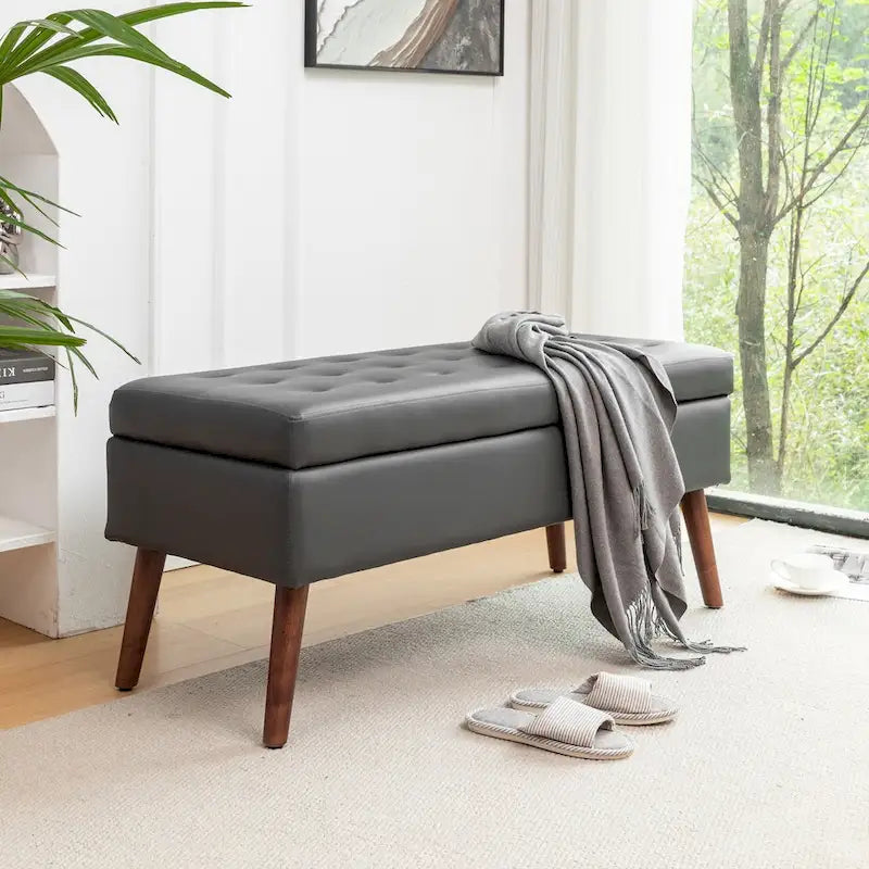 Storage Ottoman Bench – Bedroom & Entryway Bench with Lift-Top Storage