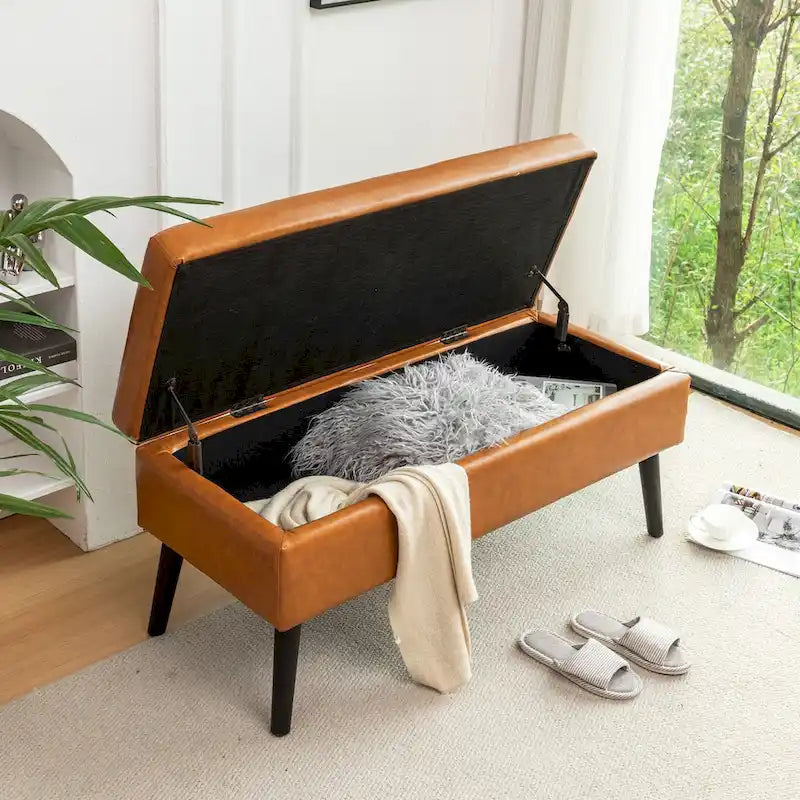 Storage Ottoman Bench – Bedroom & Entryway Bench with Lift-Top Storage