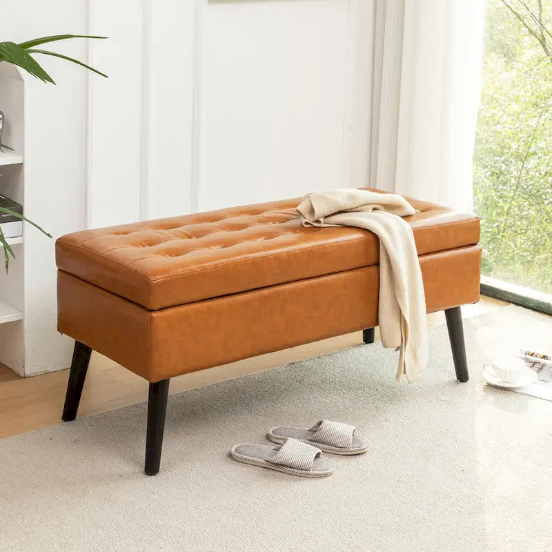 Storage Ottoman Bench – Bedroom & Entryway Bench with Lift-Top Storage