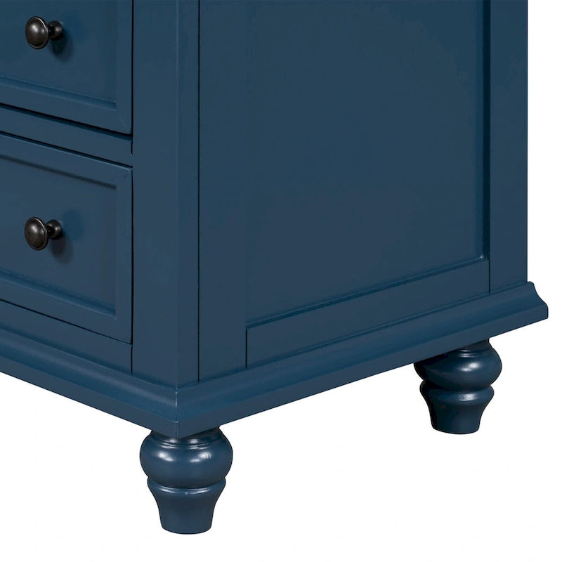 3-Drawer Storage Wood Cabinet End Table with Pull-Out Tray