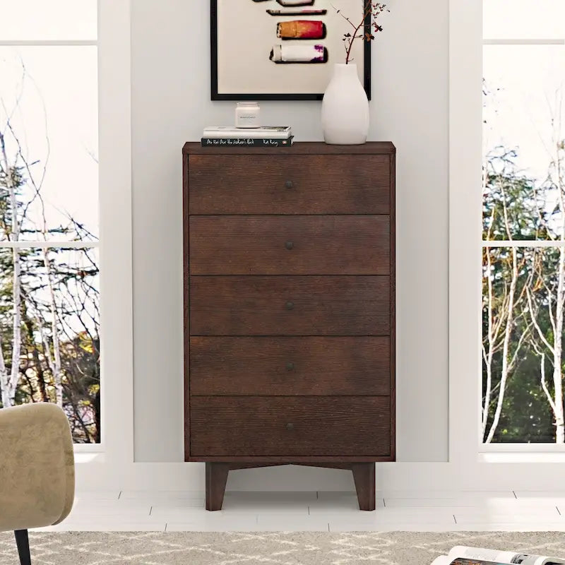 7-Drawer Birch Wood Sideboard Cabinet