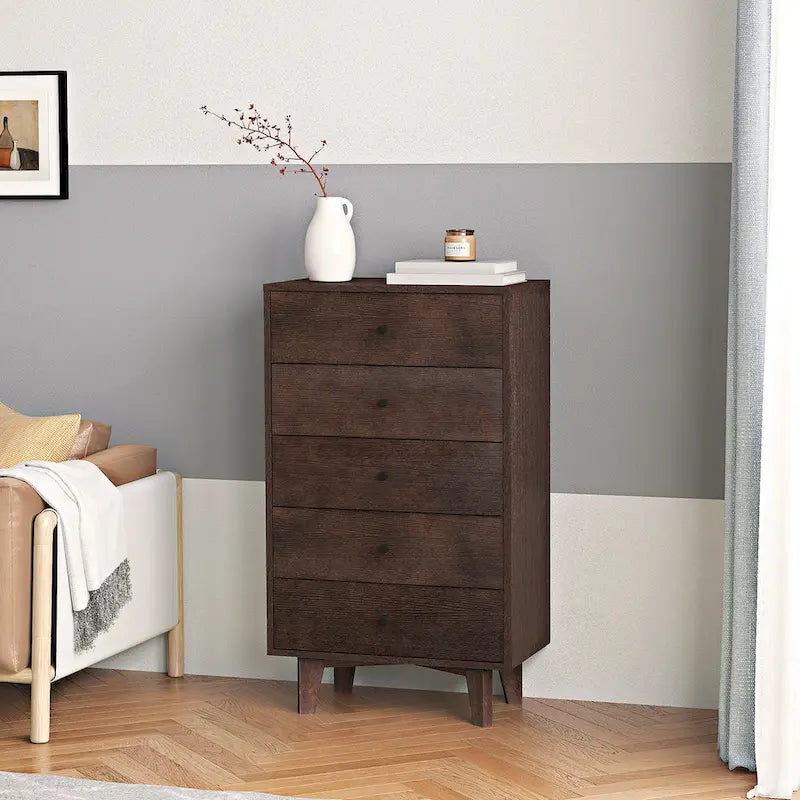 7-Drawer Birch Wood Sideboard Cabinet