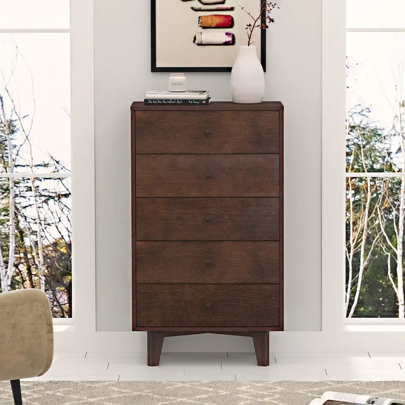 7-Drawer Birch Wood Sideboard Cabinet