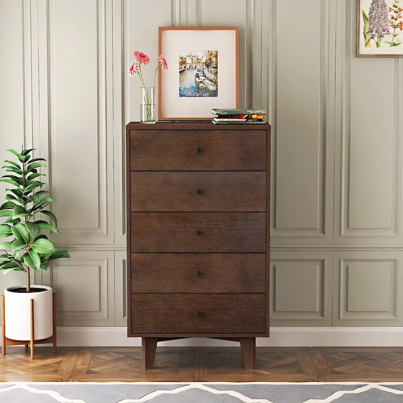 7-Drawer Birch Wood Sideboard Cabinet