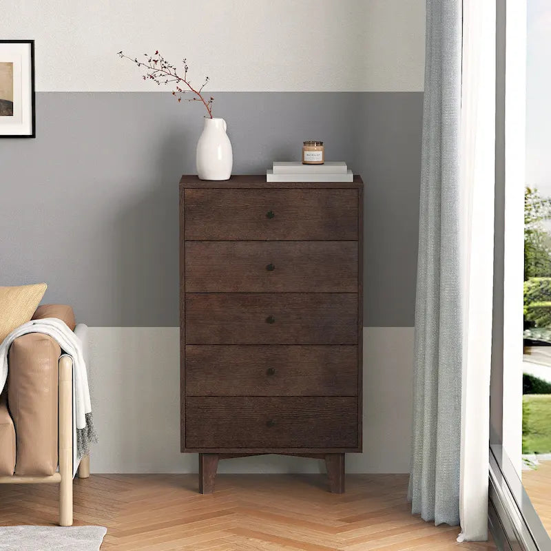 7-Drawer Birch Wood Sideboard Cabinet