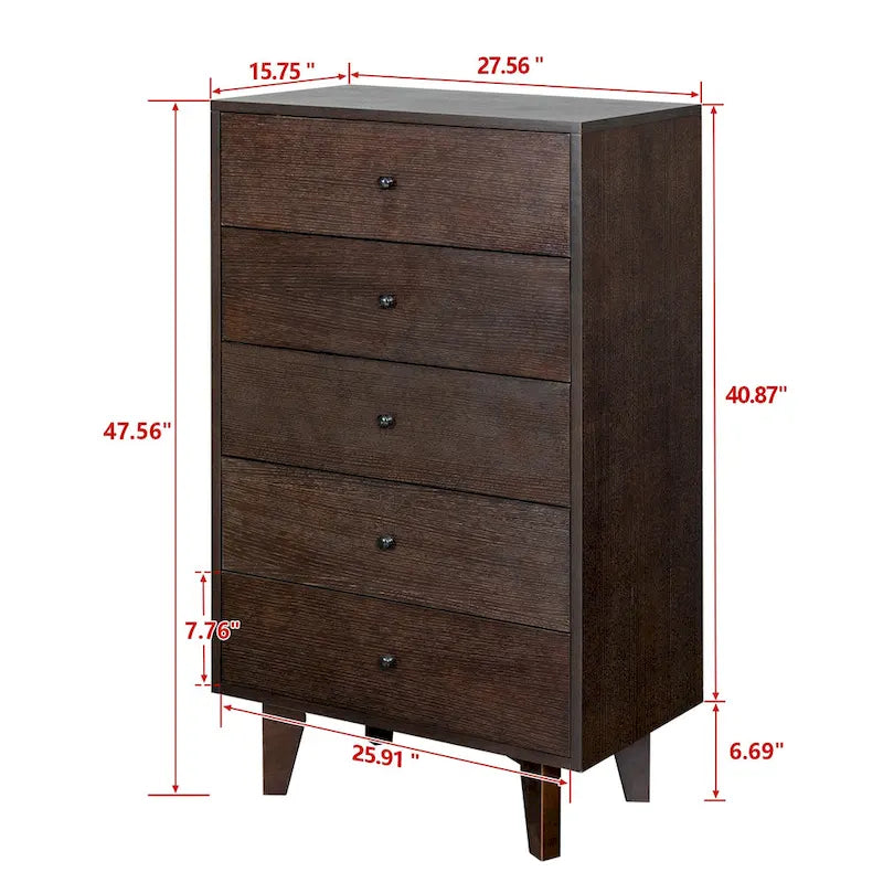 7-Drawer Birch Wood Sideboard Cabinet