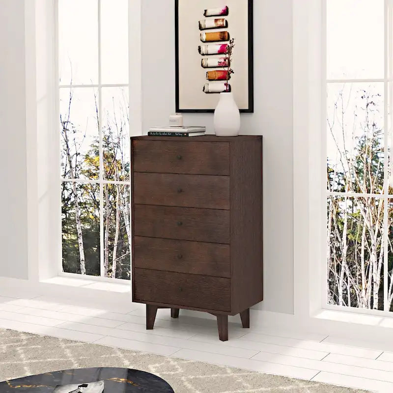 7-Drawer Birch Wood Sideboard Cabinet