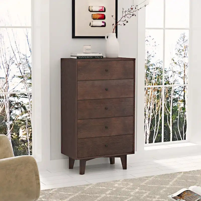 7-Drawer Birch Wood Sideboard Cabinet