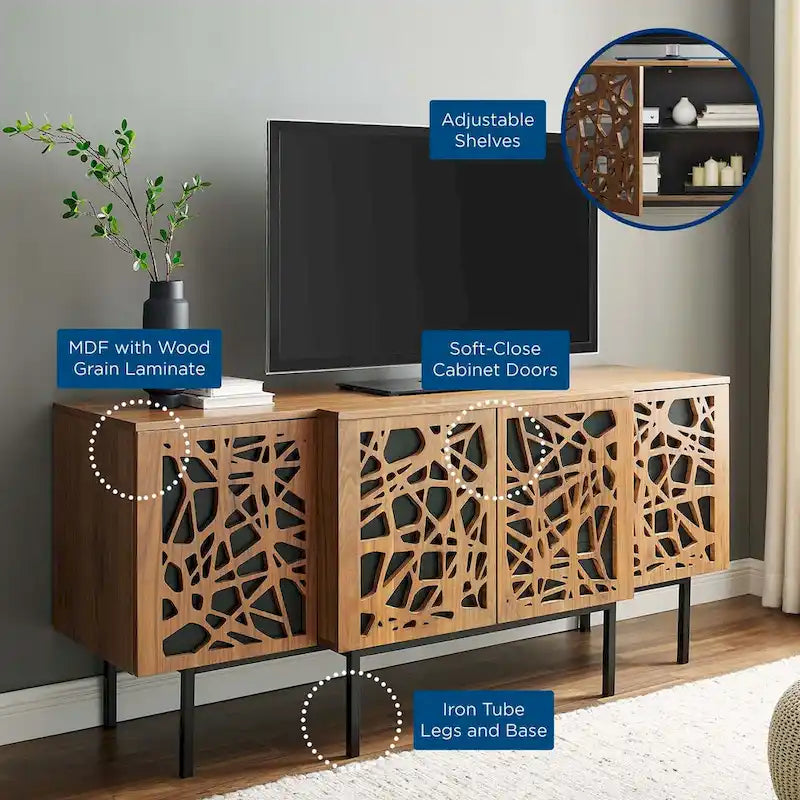 Modern Walnut Wood Sideboard