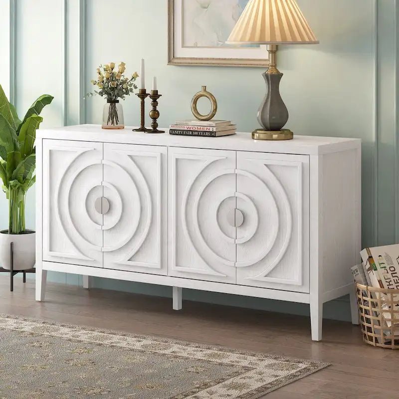 Retro Sideboard with Metal Handles & Adjustable Shelves
