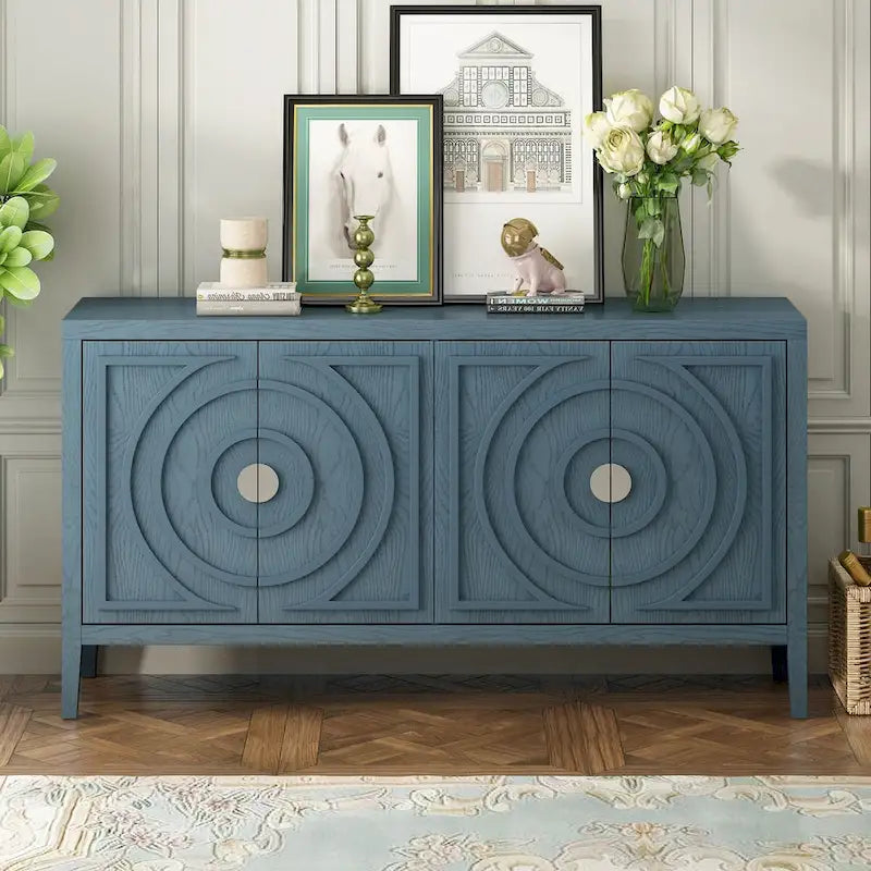 Retro Sideboard with Metal Handles & Adjustable Shelves